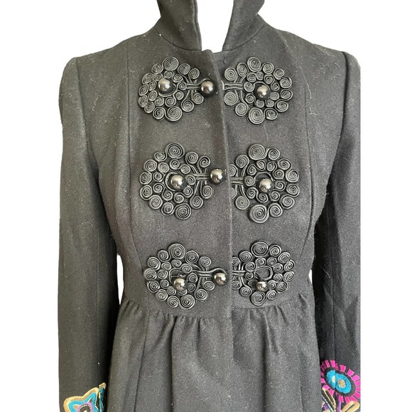 Plenty by Tracy Reese Womens Embroidered Dress Coat Long Sleeve Size 2 Black - Picture 2 of 10